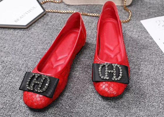 Comfort Crystal Bowknot Round Toe Flat Shoes