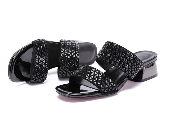 Women Crystal Open Toe Low Block Heel Sandals