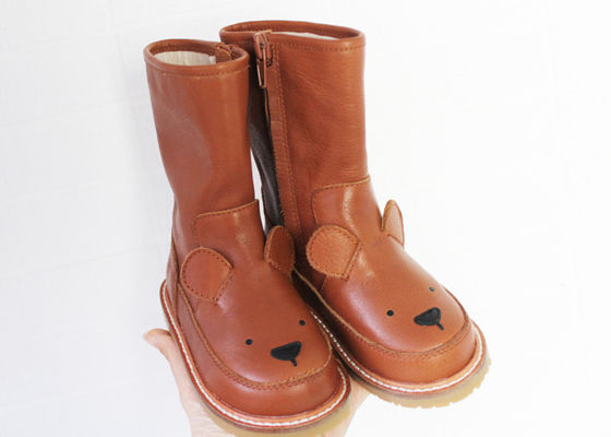 Animal Motifs Soft Soled Toddler Brown Leather Boots