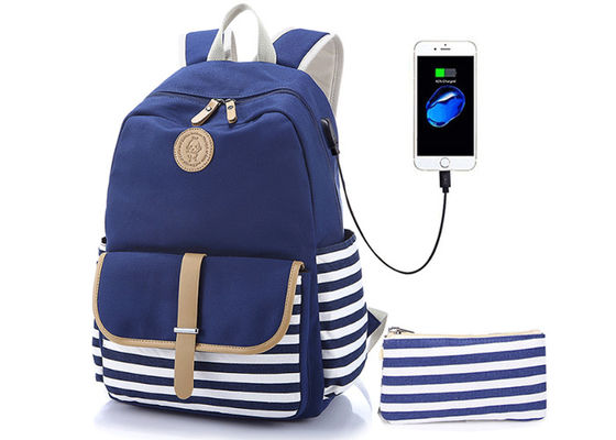 Canvas Stripe Lightweight School Backpack