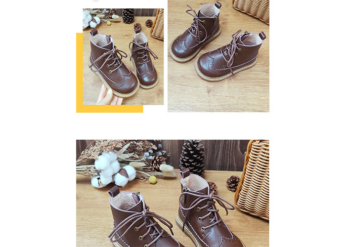 2023 Autumn Martin Kids Zipper PU Leather Shoes Ankle Boot Height Unisex