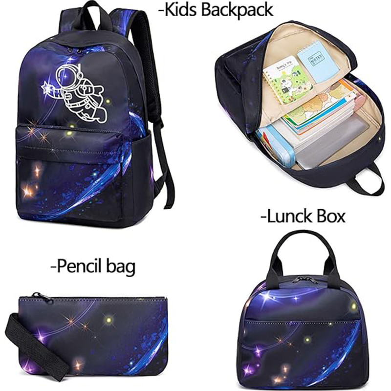 Boys Teens Bookbag Travel Lunch Bag Pencil Case Schoolbag Fluorescent Trendy Bag