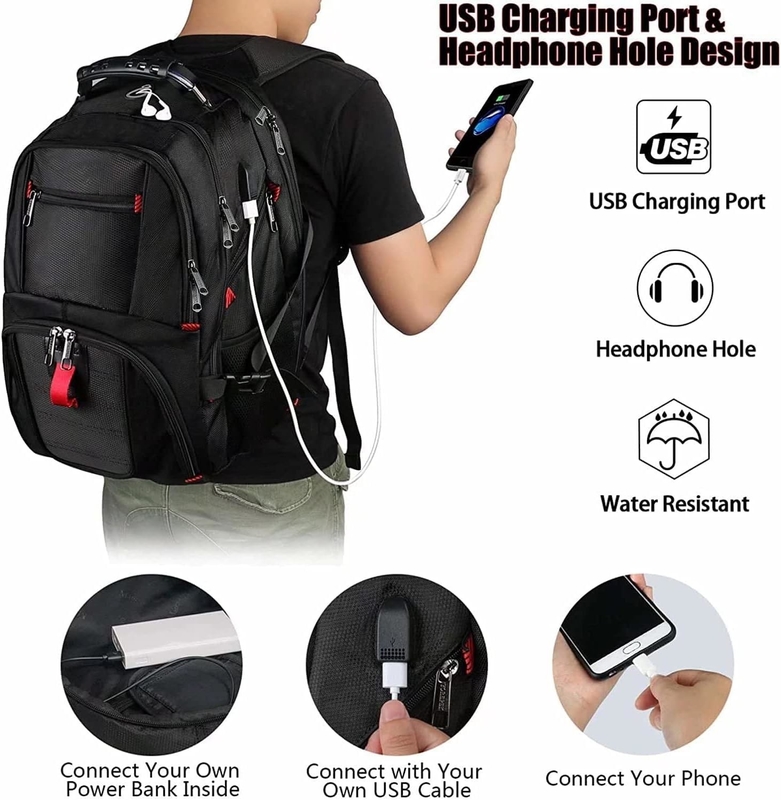 All Pass Waterproof College Bag Airline Approved Business Work Bag with USB Charging Port Backpack Travelling Bags