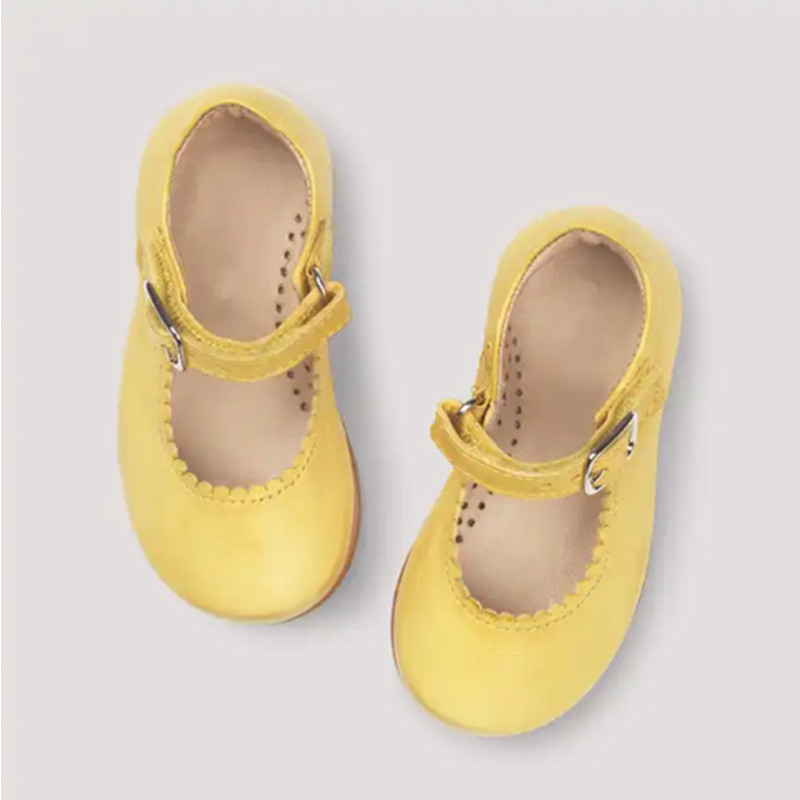 2023 Cute Fancy Soft Genuine Leather Children Buckle Strap Princess Hard Sole Dress Shoes