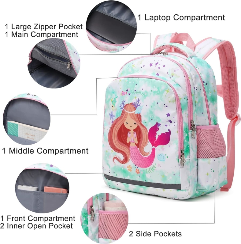 Children Backpack Girl Mermaid Backpack Three Piece Set Girl Backpack