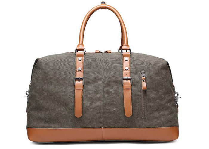 Casual Canvas Carry On Duffel Bags PU Leather Trim Light Weight