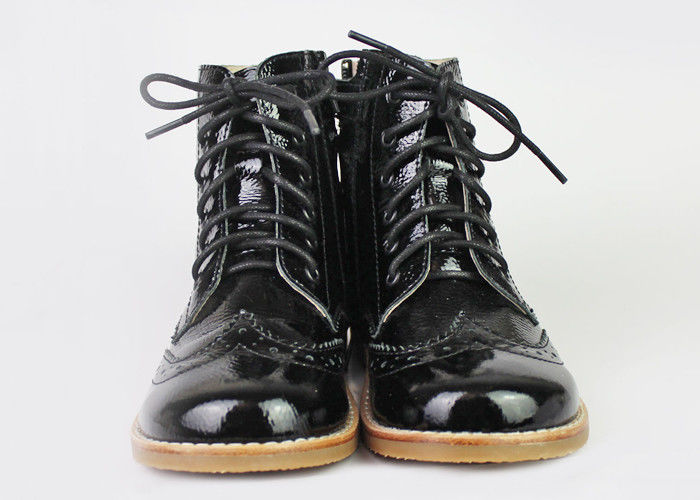 Waterproof Zipper Patent Leather Baby Walking Shoes Anti Slippery Autumn / Winter