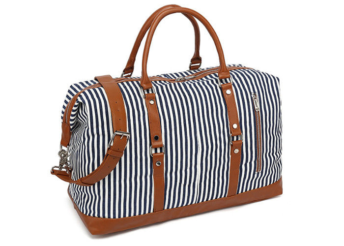 Blue White Striped Dirtproof Carry On Travel Bag