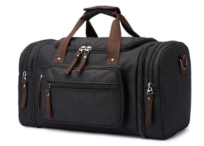 Top Handle Nylon Leather Weekender Duffel Bag For Hiking / Sports / School
