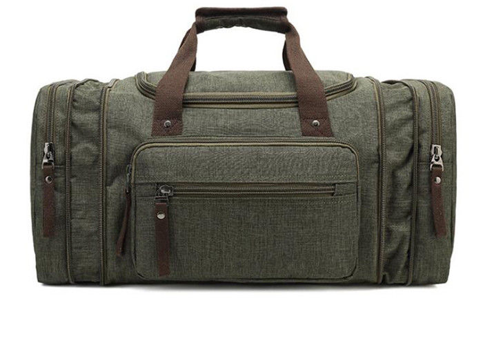Top Handle Nylon Leather Weekender Duffel Bag For Hiking / Sports / School