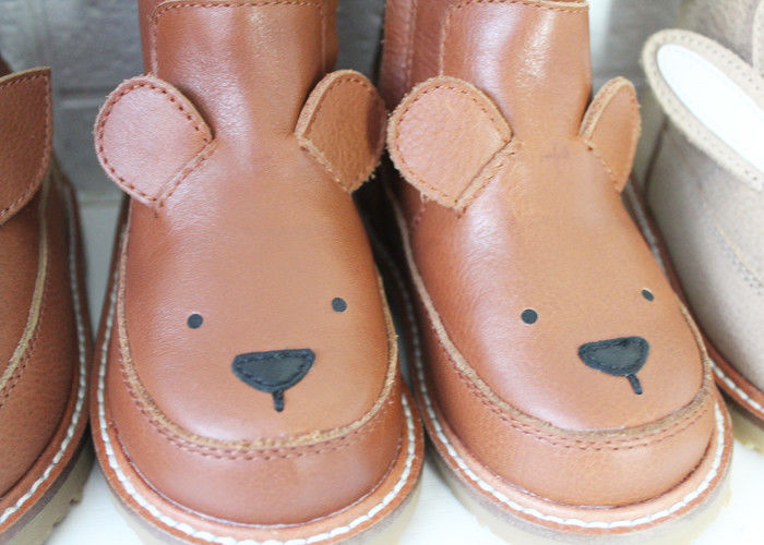 Animal Motifs Soft Soled Toddler Brown Leather Boots