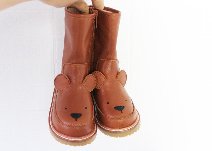Real Leather Kids Leather Boots Wear Resistant Rubber Outsole For 4 - 6years