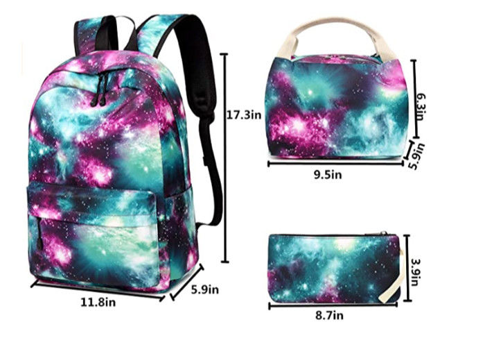 Canvas Plenty Capacity Galaxy School Backpack 11.8*5.9*17.3 In For Boys Girls