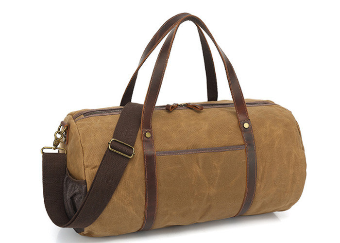 Genuine Leather Waterproof Waxed Canvas Travel Duffel Bag