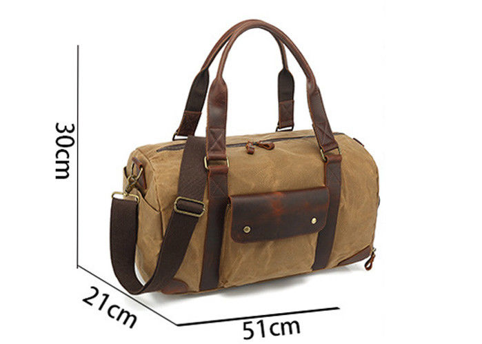 4 Colors Waterproof Overnight Bag Cowhide Leather Canvas Carry On Bag
