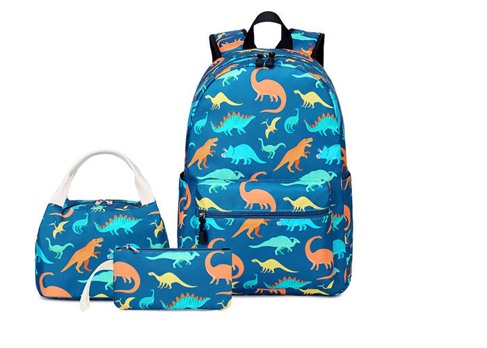 Blue Dinosaur Polyester Lining Kids School Backpack Waterproof Lightweight