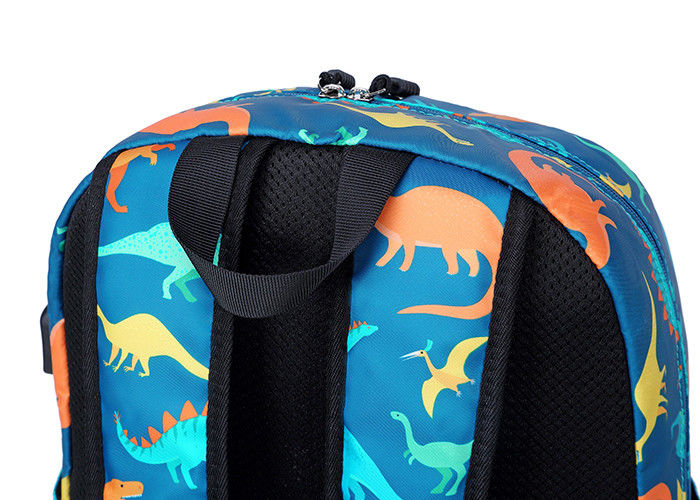 Blue Dinosaur Polyester Lining Kids School Backpack Waterproof Lightweight
