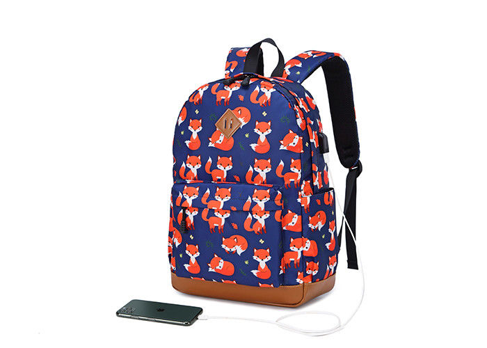 Cute Fox Prints Front Pocket Children School Bag
