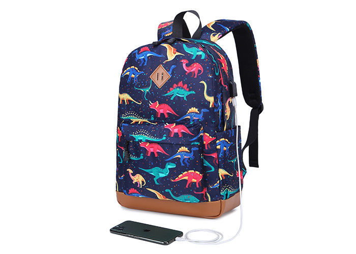 Animal Prints Kids School Backpack Padded Handle Lightweight Dark Blue Color