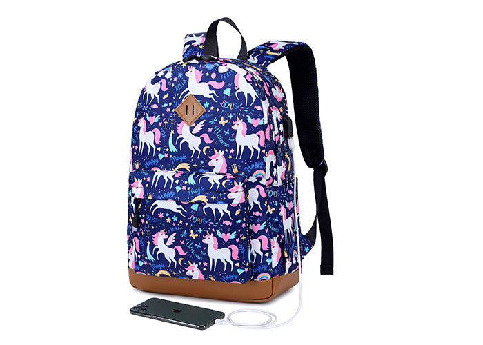 Animal Prints USB Charge Port Children School Bag