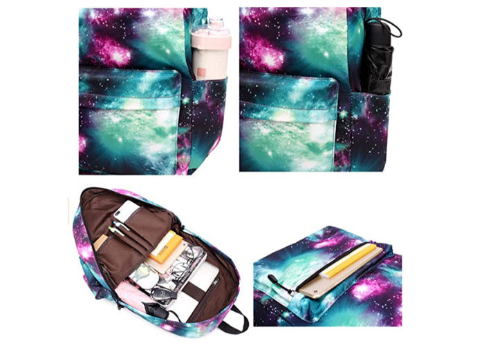 Canvas Plenty Capacity Galaxy School Backpack 11.8*5.9*17.3 In For Boys Girls