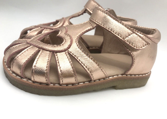 Soft Kids Shoes Gold Summer Sandals With Close Toe For Baby Girls