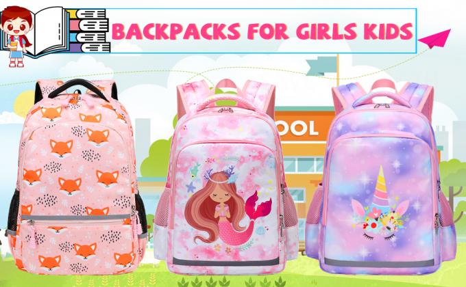 Polyester Kids School Backpack Mermaid School Bag Three Pieces Set 0