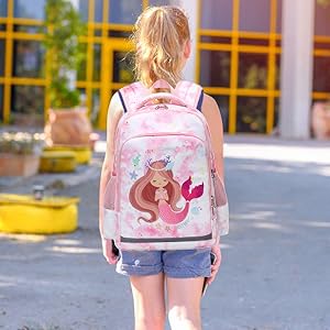 Polyester Kids School Backpack Mermaid School Bag Three Pieces Set 4