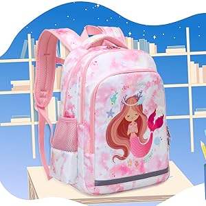 Polyester Kids School Backpack Mermaid School Bag Three Pieces Set 6